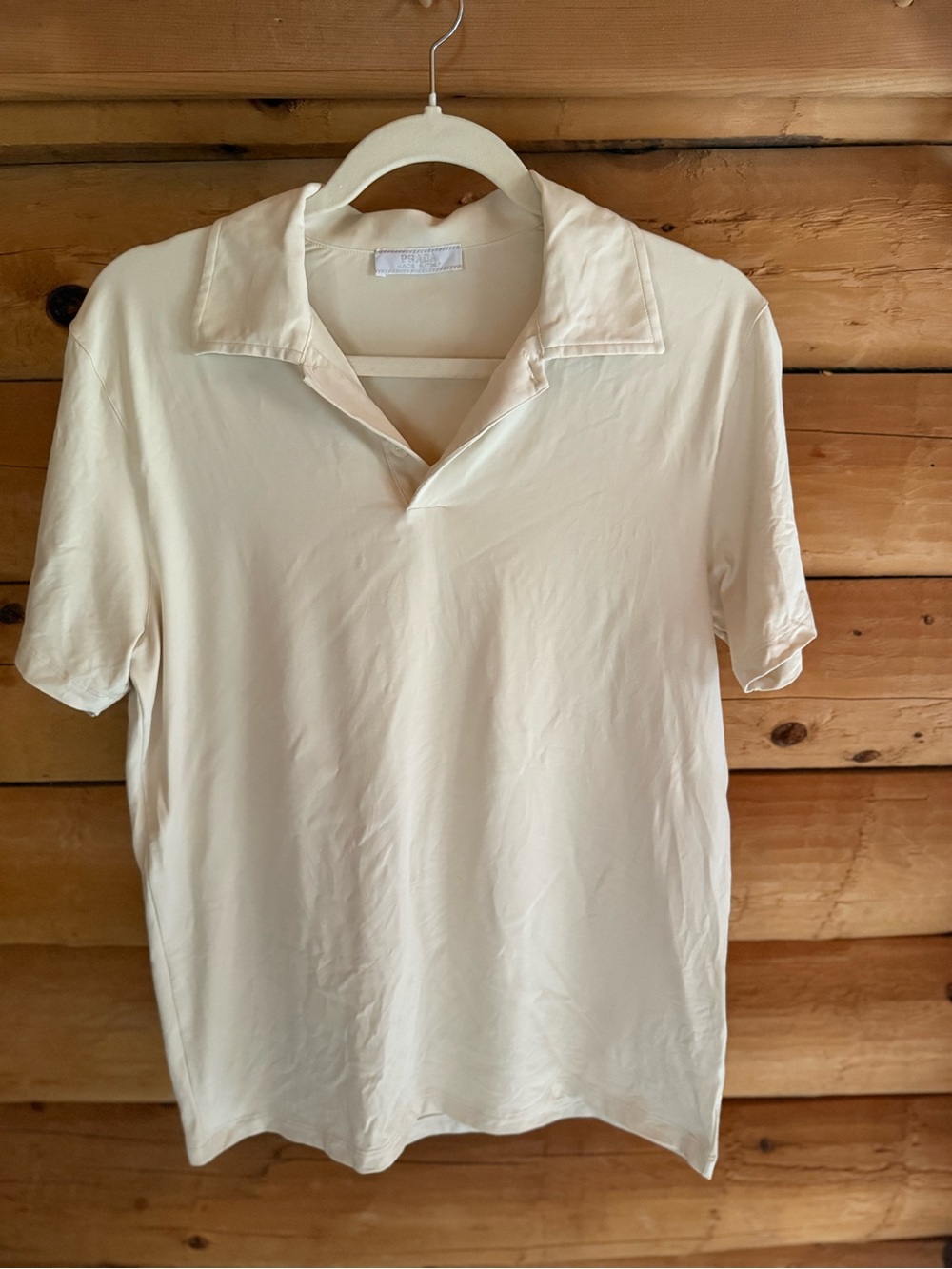 Prada Women’s Cream Short-Sleeve Polo Shirt